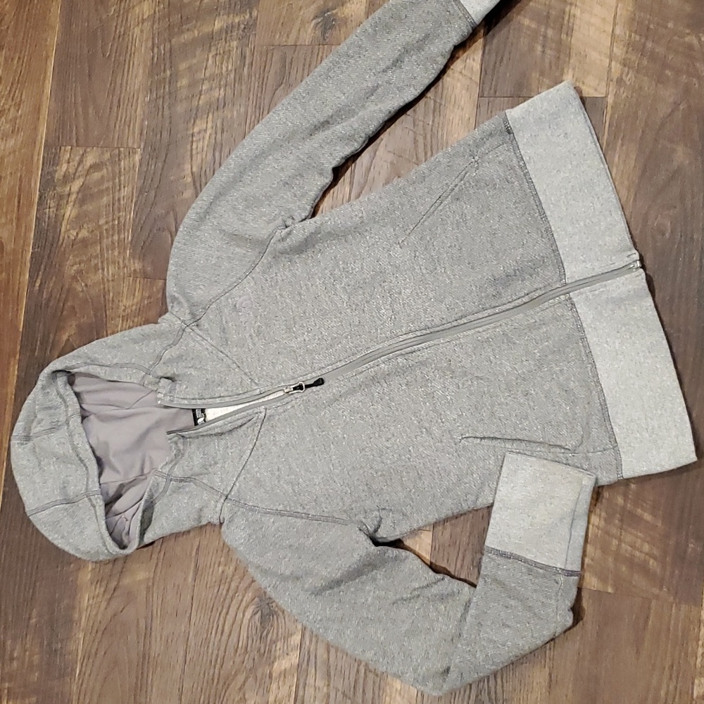 The North Face gray zip-up sweatshirt